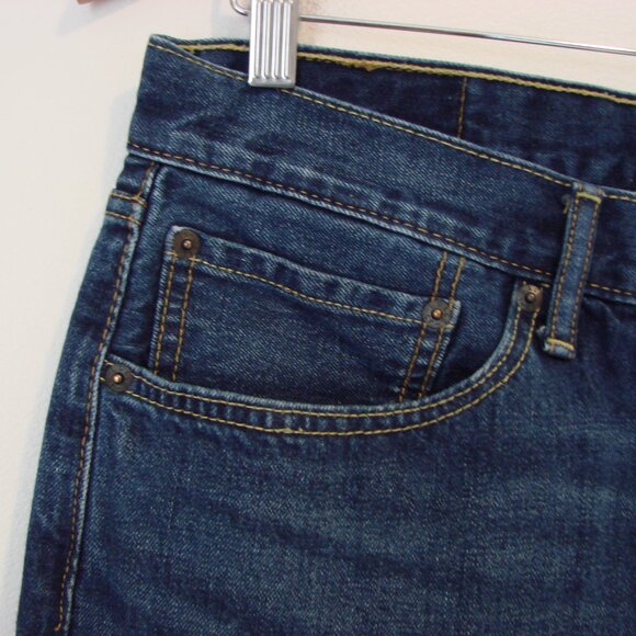 Levi's 505 Denim Jean Shorts Jorts Dark Wash Bermuda Size 34 - Picture 6 of 12